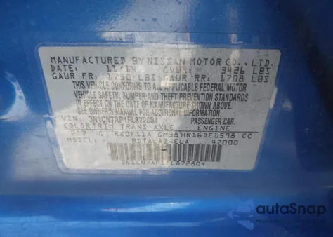 2015 Nissan Versa 1.6 S+ z USA, uszkodzony, nr VIN 3N1CN7AP1FL872804